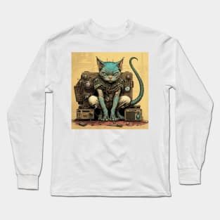 Futuristic Bio Synth Steampunk Future Cat Long Sleeve T-Shirt